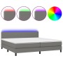 Cama box spring con colchón y LED tela gris oscuro 200x200 cm de vidaXL, Camas y somieres - Ref: Foro24-3133022, Precio: 538,...