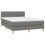 Box spring bed mattress and LED lights dark gray fabric 140x190 cm by vidaXL, Beds and slatted bases - Ref: Foro24-3133710, P...