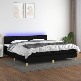 Box spring bed with LED mattress black fabric 200x200 cm by vidaXL, Beds and slatted bases - Ref: Foro24-3133743, Price: 564,...