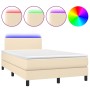 Cama box spring con colchón y LED tela crema 120x200 cm de vidaXL, Camas y somieres - Ref: Foro24-3132986, Precio: 387,15 €, ...