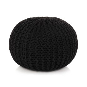 Handwoven pouf 50x35 cm black cotton by vidaXL, Ottomans - Ref: Foro24-245071, Price: 79,96 €, Discount: %