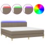 Cama box spring con colchón LED tela gris taupe 180x200 cm de vidaXL, Camas y somieres - Ref: Foro24-3133737, Precio: 555,64 ...