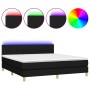 Cama box spring con colchón LED tela negro 160x200 cm de vidaXL, Camas y somieres - Ref: Foro24-3133727, Precio: 497,69 €, De...