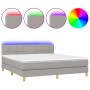 Cama box spring con colchón tela y LED gris claro 160x200 cm de vidaXL, Camas y somieres - Ref: Foro24-3133725, Precio: 488,1...