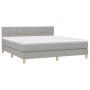 Box spring bed with fabric mattress and light gray LED 160x200 cm by vidaXL, Beds and slatted bases - Ref: Foro24-3133725, Pr...