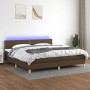 Cama box spring con colchón LED tela marrón oscuro 200x200 cm de vidaXL, Camas y somieres - Ref: Foro24-3133664, Precio: 528,...