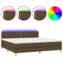 Cama box spring con colchón LED tela marrón oscuro 200x200 cm de vidaXL, Camas y somieres - Ref: Foro24-3133664, Precio: 591,...