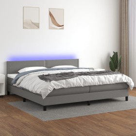 Boxspringbettmatratze und LED-Leuchten hellgrauer Stoff 200x200 cm von vidaXL, Betten und Lattenroste - Ref: Foro24-3133102, ...