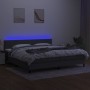 Box spring bed mattress and LED lights light gray fabric 200x200 cm by vidaXL, Beds and slatted bases - Ref: Foro24-3133102, ...