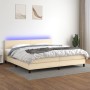 Boxspringbett mit Matratze und LED-Cremestoff 200x200 cm von vidaXL, Betten und Lattenroste - Ref: Foro24-3133026, Preis: 602...