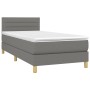 Box spring bed with mattress and LED dark gray fabric 90x190 cm by vidaXL, Beds and slatted bases - Ref: Foro24-3133758, Pric...