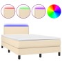 Cama box spring con colchón y LED tela crema 120x200 cm de vidaXL, Camas y somieres - Ref: Foro24-3133066, Precio: 381,50 €, ...