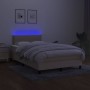 Cama box spring con colchón y LED tela crema 120x200 cm de vidaXL, Camas y somieres - Ref: Foro24-3133066, Precio: 381,50 €, ...