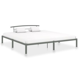 Estructura de cama de metal gris 180x200 cm de vidaXL, Camas y somieres - Ref: Foro24-284667, Precio: 109,99 €, Descuento: %