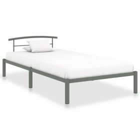 Estructura de cama de metal gris 100x200 cm de vidaXL, Camas y somieres - Ref: Foro24-284663, Precio: 90,97 €, Descuento: %