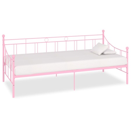 Pink metal bed frame 90x200 cm by vidaXL, Beds and slatted bases - Ref: Foro24-284671, Price: 103,53 €, Discount: %