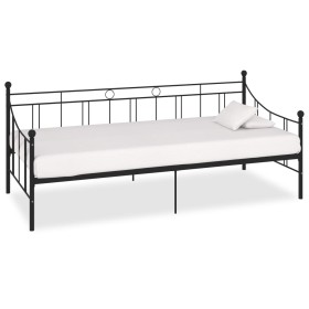 Estructura de cama de metal negro 90x200 cm de vidaXL, Camas y somieres - Ref: Foro24-284669, Precio: 115,07 €, Descuento: %