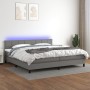 Boxspringbettmatratze und LED-Leuchten hellgrauer Stoff 200x200 cm von vidaXL, Betten und Lattenroste - Ref: Foro24-3133182, ...