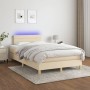 Box spring bed with mattress and LED cream fabric 120x200 cm by vidaXL, Beds and slatted bases - Ref: Foro24-3133786, Price: ...