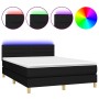 Box spring bed mattress and LED lights black fabric 140x200 cm by vidaXL, Beds and slatted bases - Ref: Foro24-3133799, Price...