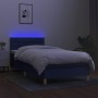 Box spring bed with mattress and LED blue fabric 100x200 cm by vidaXL, Beds and slatted bases - Ref: Foro24-3133779, Price: 3...