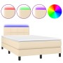 Cama box spring con colchón y LED tela crema 120x200 cm de vidaXL, Camas y somieres - Ref: Foro24-3133146, Precio: 387,36 €, ...