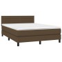 Box spring bed mattress LED lights dark brown fabric 140x190 cm by vidaXL, Beds and slatted bases - Ref: Foro24-3133232, Pric...