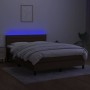 Box spring bed mattress LED lights dark brown fabric 140x190 cm by vidaXL, Beds and slatted bases - Ref: Foro24-3133232, Pric...