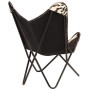 Black and white genuine goat leather Butterfly chair by vidaXL, Armchairs - Ref: Foro24-246390, Price: 105,61 €, Discount: %