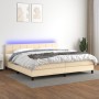 Cama box spring colchón y luces LED tela crema 200x200 cm de vidaXL, Camas y somieres - Ref: Foro24-3133186, Precio: 633,47 €...