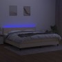 Cama box spring colchón y luces LED tela crema 200x200 cm de vidaXL, Camas y somieres - Ref: Foro24-3133186, Precio: 633,47 €...