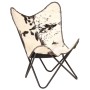 Black and white genuine goat leather Butterfly chair by vidaXL, Armchairs - Ref: Foro24-246390, Price: 105,61 €, Discount: %