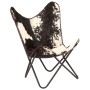 Black and white genuine goat leather Butterfly chair by vidaXL, Armchairs - Ref: Foro24-246390, Price: 105,61 €, Discount: %