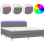 Cama box spring con colchón y LED tela gris oscuro 180x200 cm de vidaXL, Camas y somieres - Ref: Foro24-3133734, Precio: 532,...