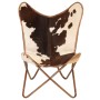 Brown and White Genuine Goat Leather Butterfly Chair by vidaXL, Armchairs - Ref: Foro24-246391, Price: 117,03 €, Discount: %