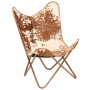 Silla Butterfly de cuero de cabra auténtico marrón y blanco de vidaXL, Sillones - Ref: Foro24-246391, Precio: 112,99 €, Descu...