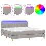 Cama box spring con colchón tela y LED gris claro 180x200 cm de vidaXL, Camas y somieres - Ref: Foro24-3133893, Precio: 534,8...