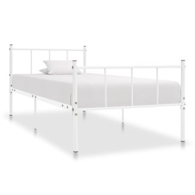 Estructura de cama de metal blanco 90x200 cm de vidaXL, Camas y somieres - Ref: Foro24-284629, Precio: 70,68 €, Descuento: %