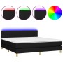 Box spring bed with LED mattress black fabric 180x200 cm by vidaXL, Beds and slatted bases - Ref: Foro24-3133895, Price: 544,...