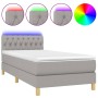 Cama box spring con colchón tela y LED gris claro 90x190 cm de vidaXL, Camas y somieres - Ref: Foro24-3133917, Precio: 333,39...