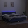 Cama box spring con colchón y LED tela azul 160x200 cm de vidaXL, Camas y somieres - Ref: Foro24-3133971, Precio: 513,33 €, D...