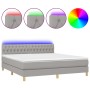 Box spring bed with fabric mattress and light gray LED 180x200 cm by vidaXL, Beds and slatted bases - Ref: Foro24-3133973, Pr...