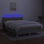 Box spring bed mattress and LED lights light gray fabric 140x200 cm by vidaXL, Beds and slatted bases - Ref: Foro24-3133957, ...