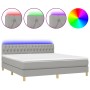 Cama box spring con colchón tela y LED gris claro 160x200 cm de vidaXL, Camas y somieres - Ref: Foro24-3133965, Precio: 513,4...