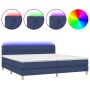 Box spring bed with mattress and LED blue fabric 200x200 cm by vidaXL, Beds and slatted bases - Ref: Foro24-3133987, Price: 6...