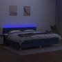 Box spring bed with mattress and LED blue fabric 200x200 cm by vidaXL, Beds and slatted bases - Ref: Foro24-3133987, Price: 6...