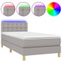 Cama box spring con colchón tela y LED gris claro 90x190 cm de vidaXL, Camas y somieres - Ref: Foro24-3133997, Precio: 326,77...