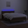 Box spring bed mattress LED lights dark brown fabric 140x190 cm by vidaXL, Beds and slatted bases - Ref: Foro24-3133392, Pric...