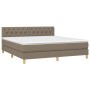 Box spring bed with LED mattress taupe gray fabric 160x200 cm by vidaXL, Beds and slatted bases - Ref: Foro24-3133969, Price:...