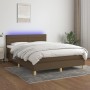 Cama box spring con colchón LED tela marrón oscuro 140x200 cm de vidaXL, Camas y somieres - Ref: Foro24-3133800, Precio: 433,...